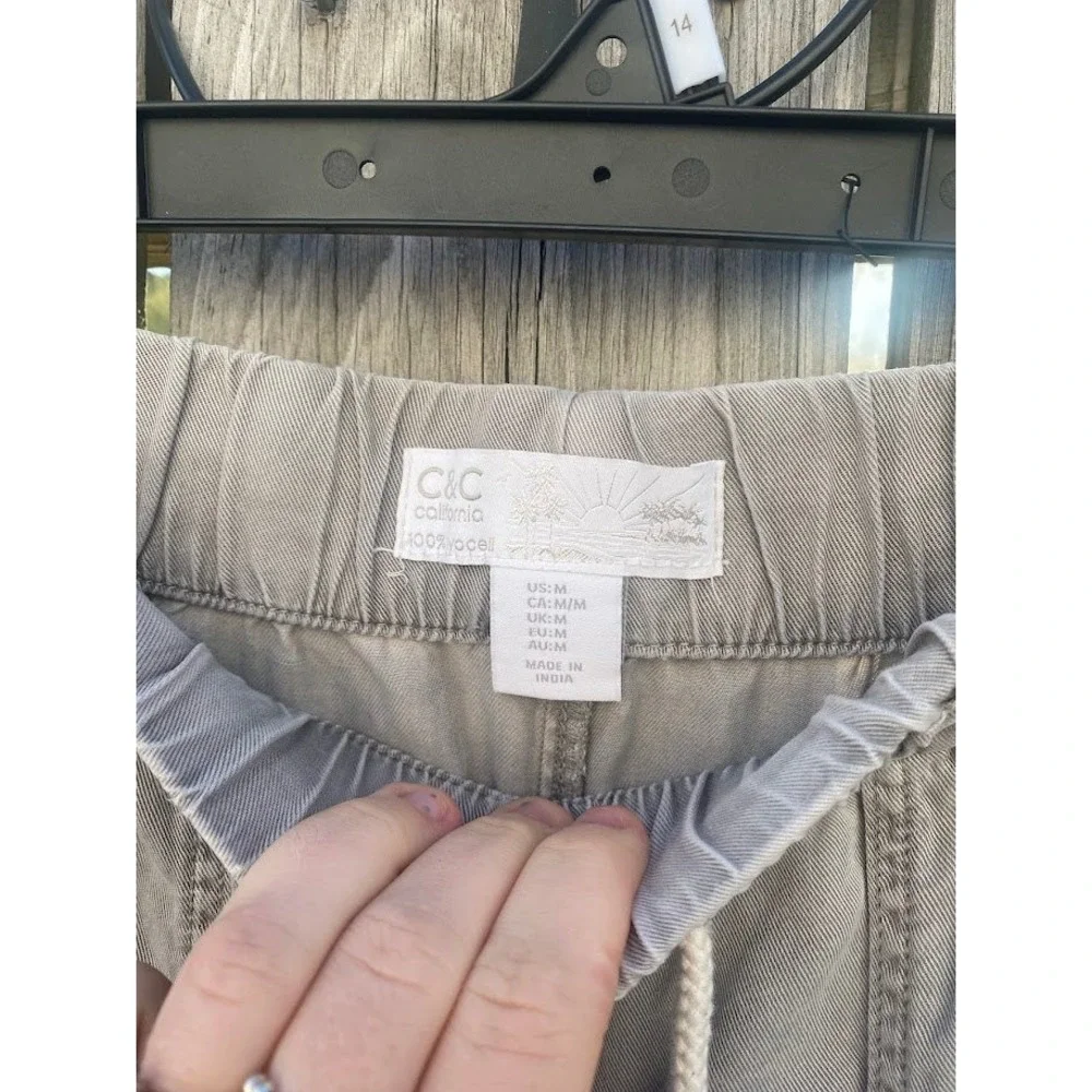 Tencel Lyocell Wide‎ Leg Drawstring Pants Taupe Grey Relaxed Trousers Womens
